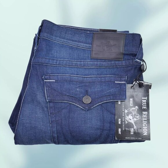 True Religion Men's Size 40x35 Relaxed Fit Jeans Relaxed Slim Dark Wash NWT - Picture 1 of 11